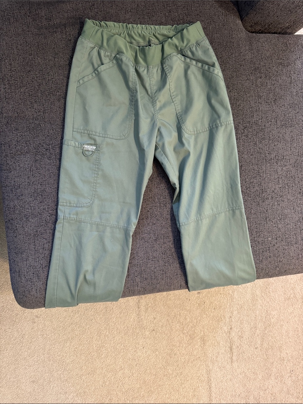 Olive Green Scrub Pants with Utility Pocket